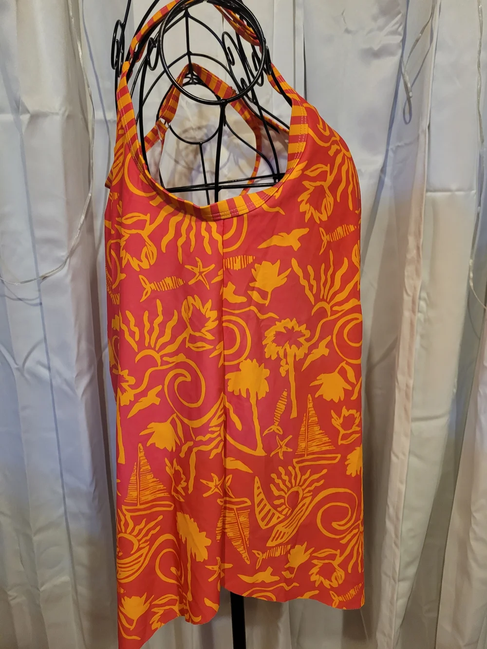 Amazon Women’s Tropical Swim Cover-Up in Coral and Yellow